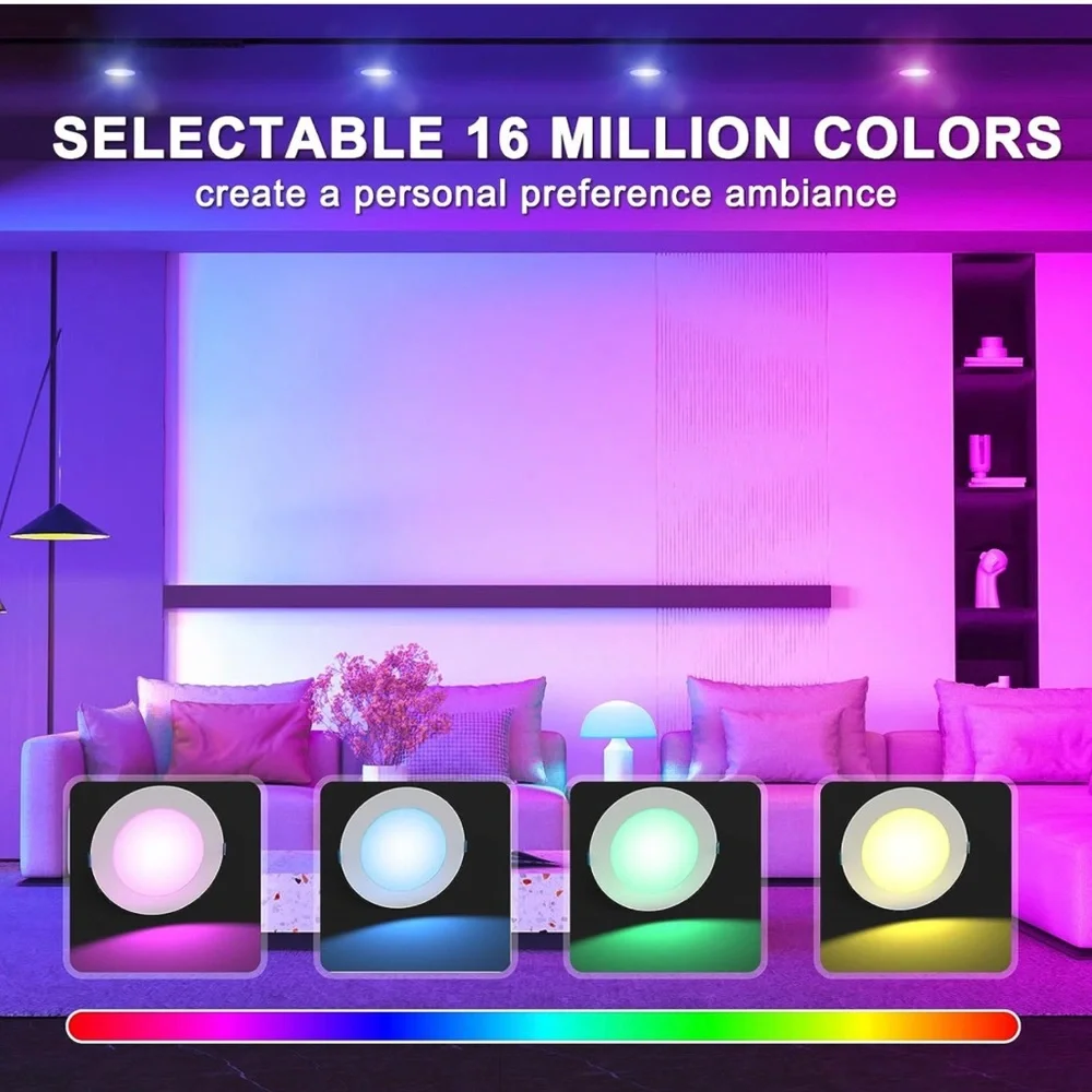 2 CRESTIN Smart WiFi Recessed Lighting 6 Inch LED bluetooth 80W 1000LM